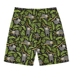 Tropical Sloth Pattern Print Men's Swim Trunks