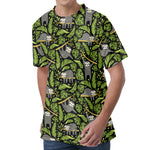 Tropical Sloth Pattern Print Men's Velvet T-Shirt