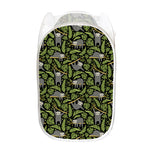 Tropical Sloth Pattern Print Mesh Laundry Hamper