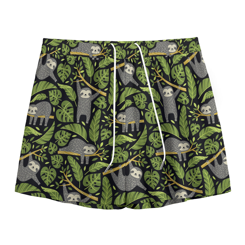 Tropical Sloth Pattern Print Mesh Shorts