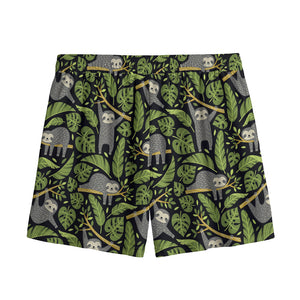 Tropical Sloth Pattern Print Mesh Shorts