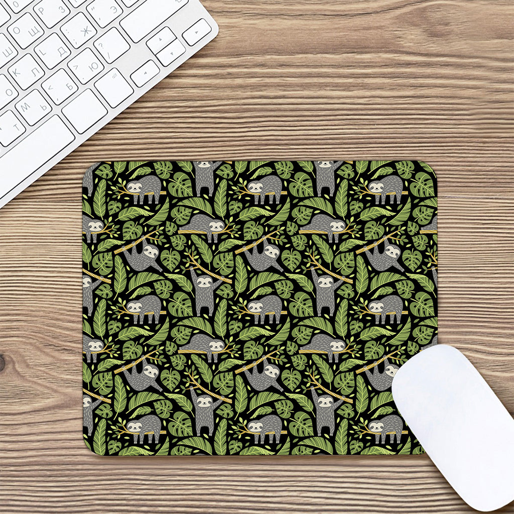Tropical Sloth Pattern Print Mouse Pad