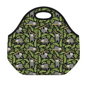 Tropical Sloth Pattern Print Neoprene Lunch Bag