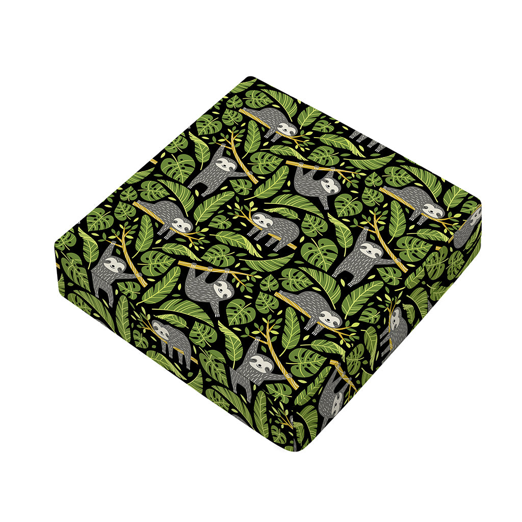 Tropical Sloth Pattern Print Outdoor Seat Cushion Cover