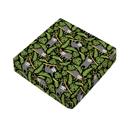 Tropical Sloth Pattern Print Outdoor Seat Cushion Cover