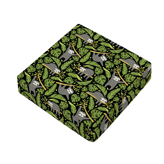 Tropical Sloth Pattern Print Outdoor Seat Cushion Cover
