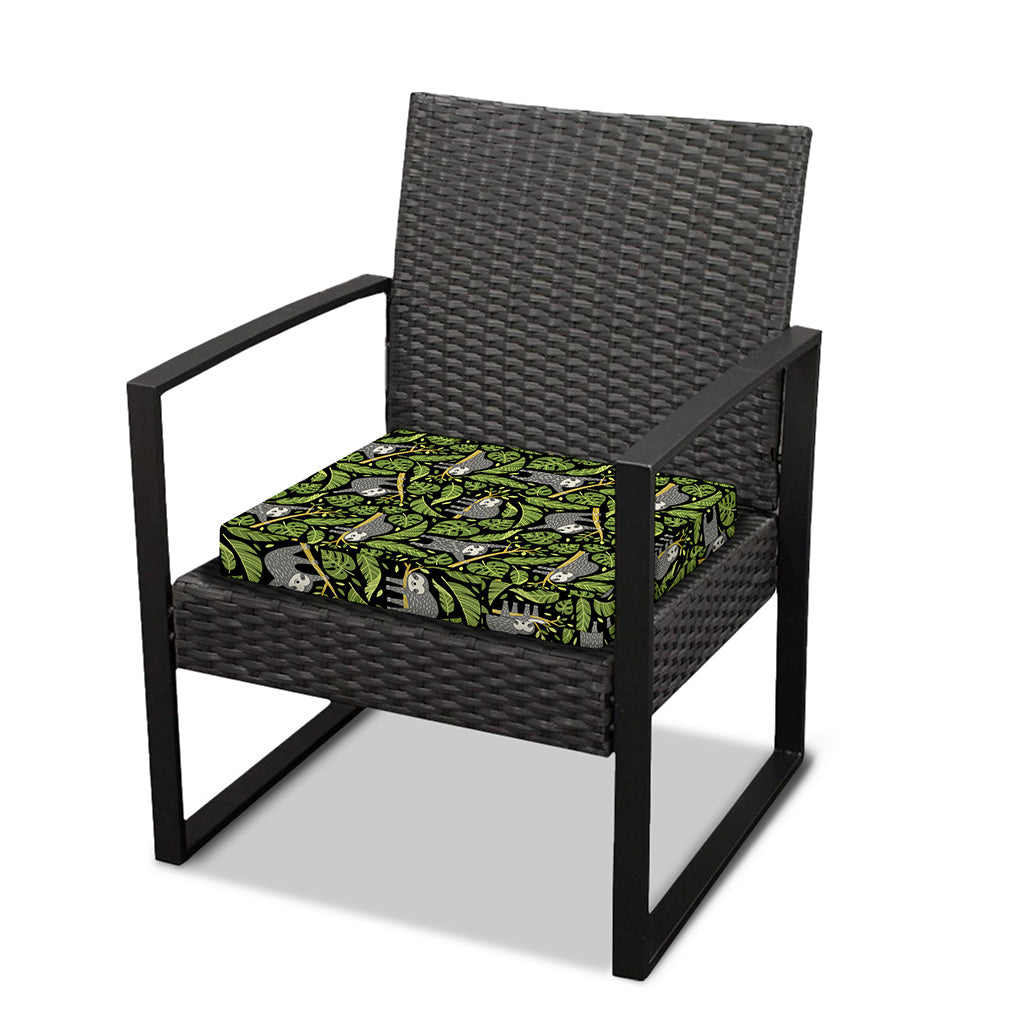 Tropical Sloth Pattern Print Outdoor Seat Cushion Cover