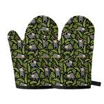 Tropical Sloth Pattern Print Oven Mitts