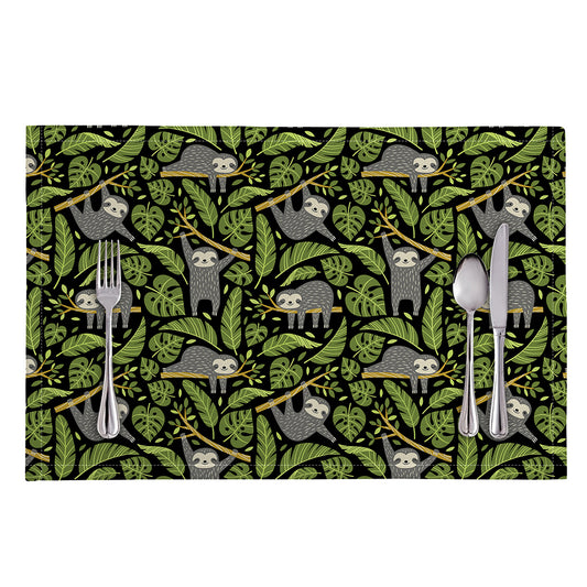 Tropical Sloth Pattern Print Placemat