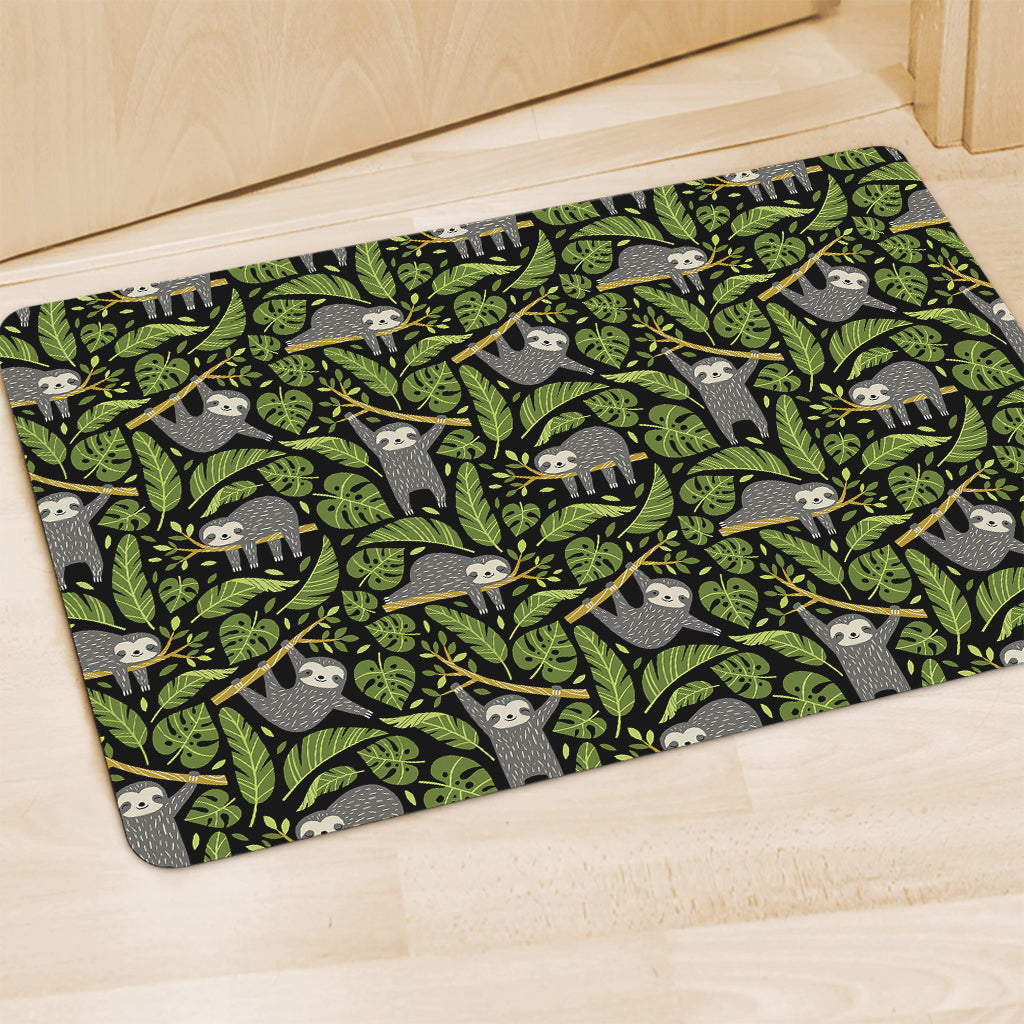 Tropical Sloth Pattern Print Polyester Doormat