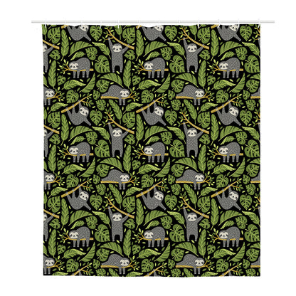 Tropical Sloth Pattern Print Polyester Shower Curtain
