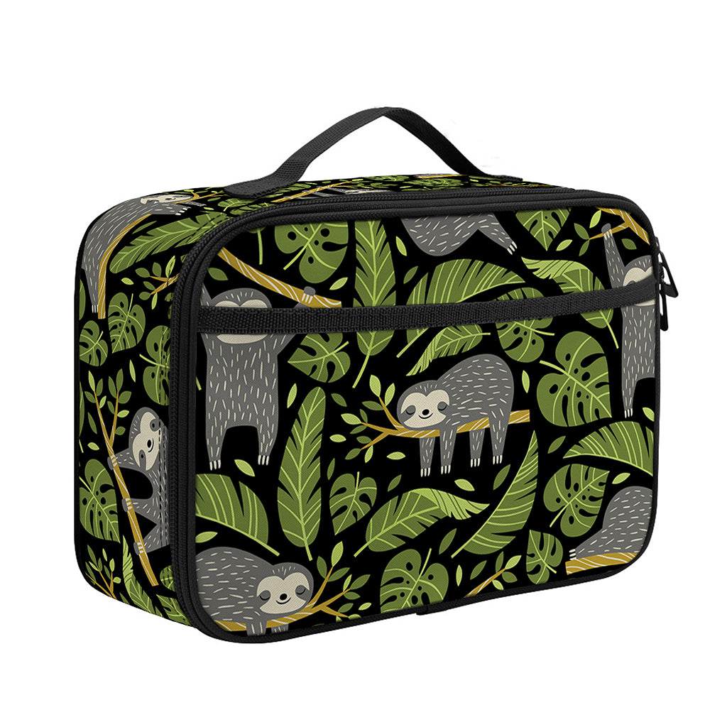 Tropical Sloth Pattern Print Portable Lunch Bag
