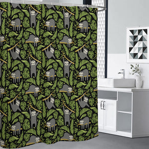 Tropical Sloth Pattern Print Premium Shower Curtain