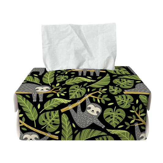 Tropical Sloth Pattern Print Rectangle Tissue Box Cover