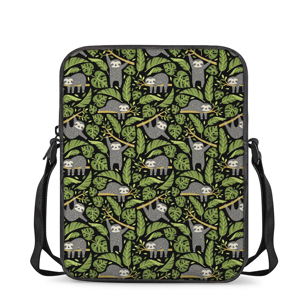 Tropical Sloth Pattern Print Rectangular Crossbody Bag