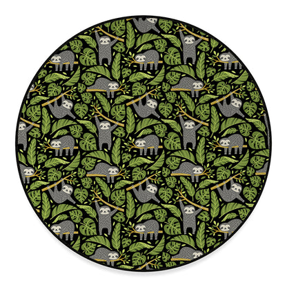 Tropical Sloth Pattern Print Round Floor Mat