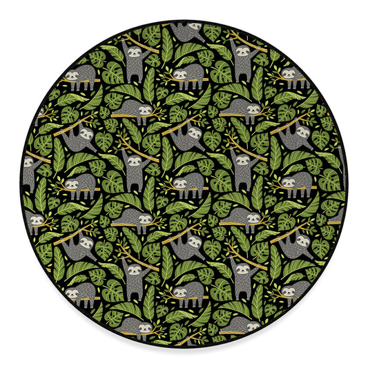 Tropical Sloth Pattern Print Round Floor Mat