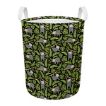 Tropical Sloth Pattern Print Round Laundry Basket