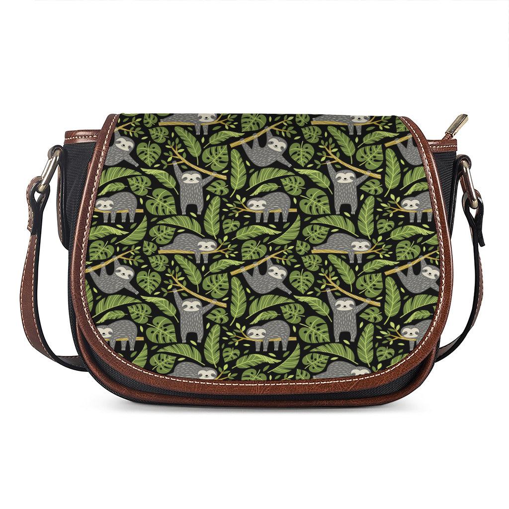 Tropical Sloth Pattern Print Saddle Bag