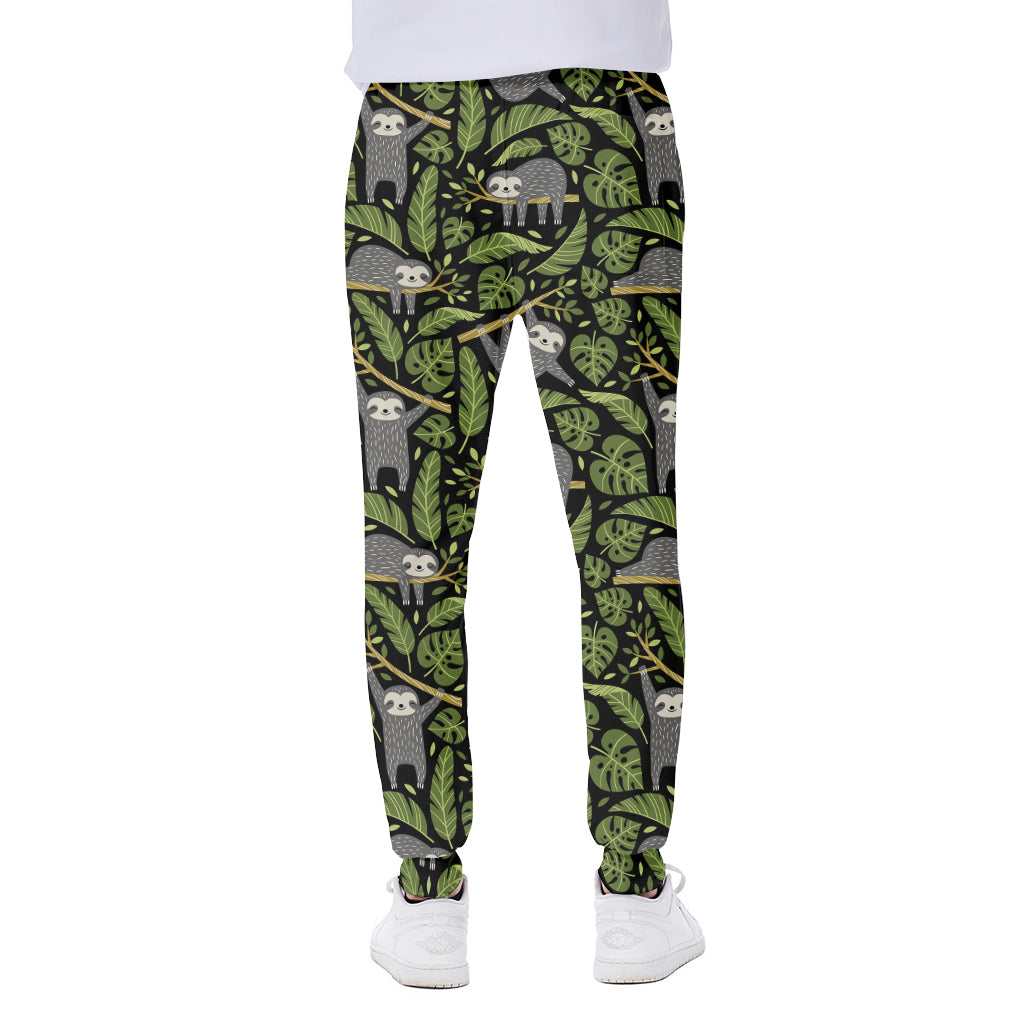 Tropical Sloth Pattern Print Scuba Joggers