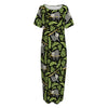 Tropical Sloth Pattern Print Short Sleeve Long Nightdress