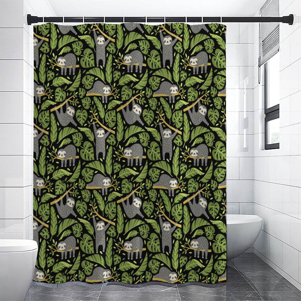 Tropical Sloth Pattern Print Shower Curtain