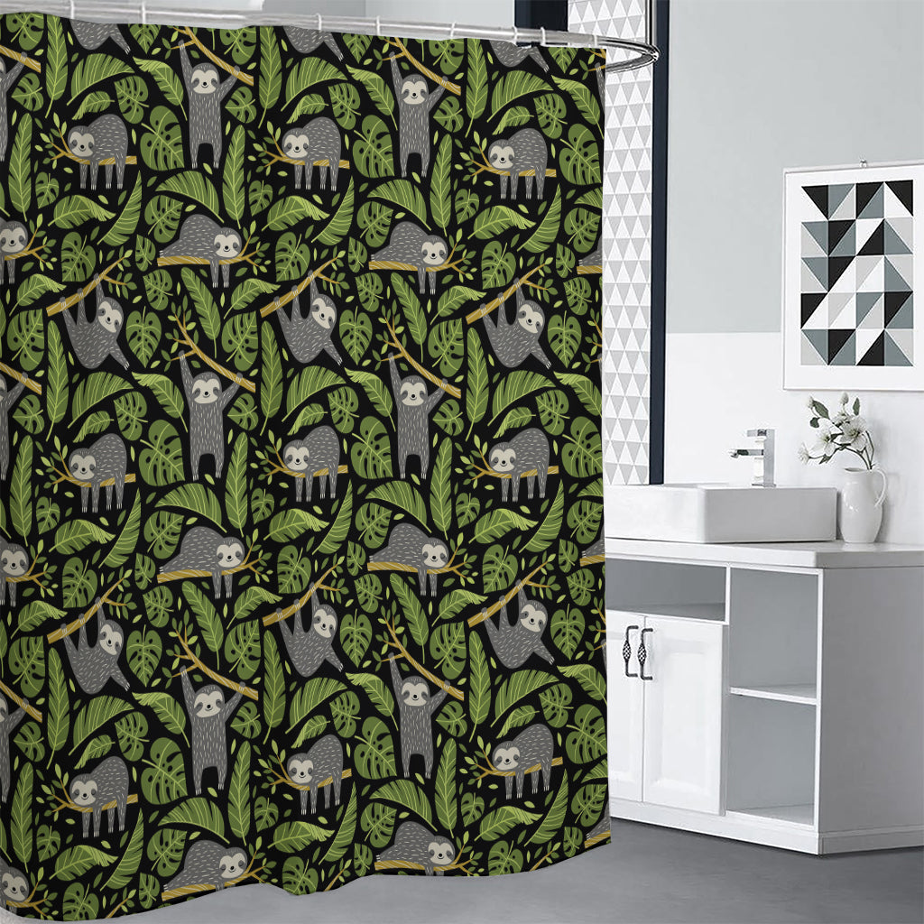 Tropical Sloth Pattern Print Shower Curtain