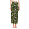 Tropical Sloth Pattern Print Side Slit Maxi Skirt