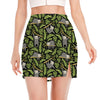 Tropical Sloth Pattern Print Side Slit Mini Skirt