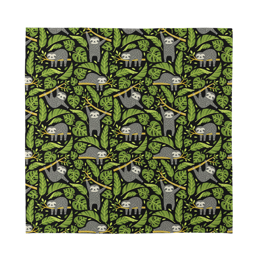 Tropical Sloth Pattern Print Silk Bandana