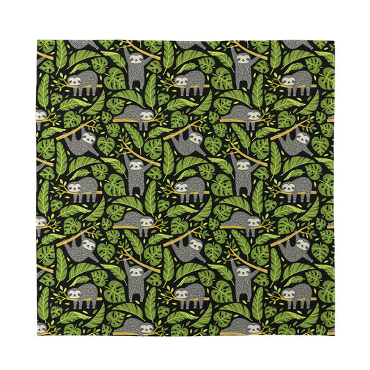 Tropical Sloth Pattern Print Silk Bandana