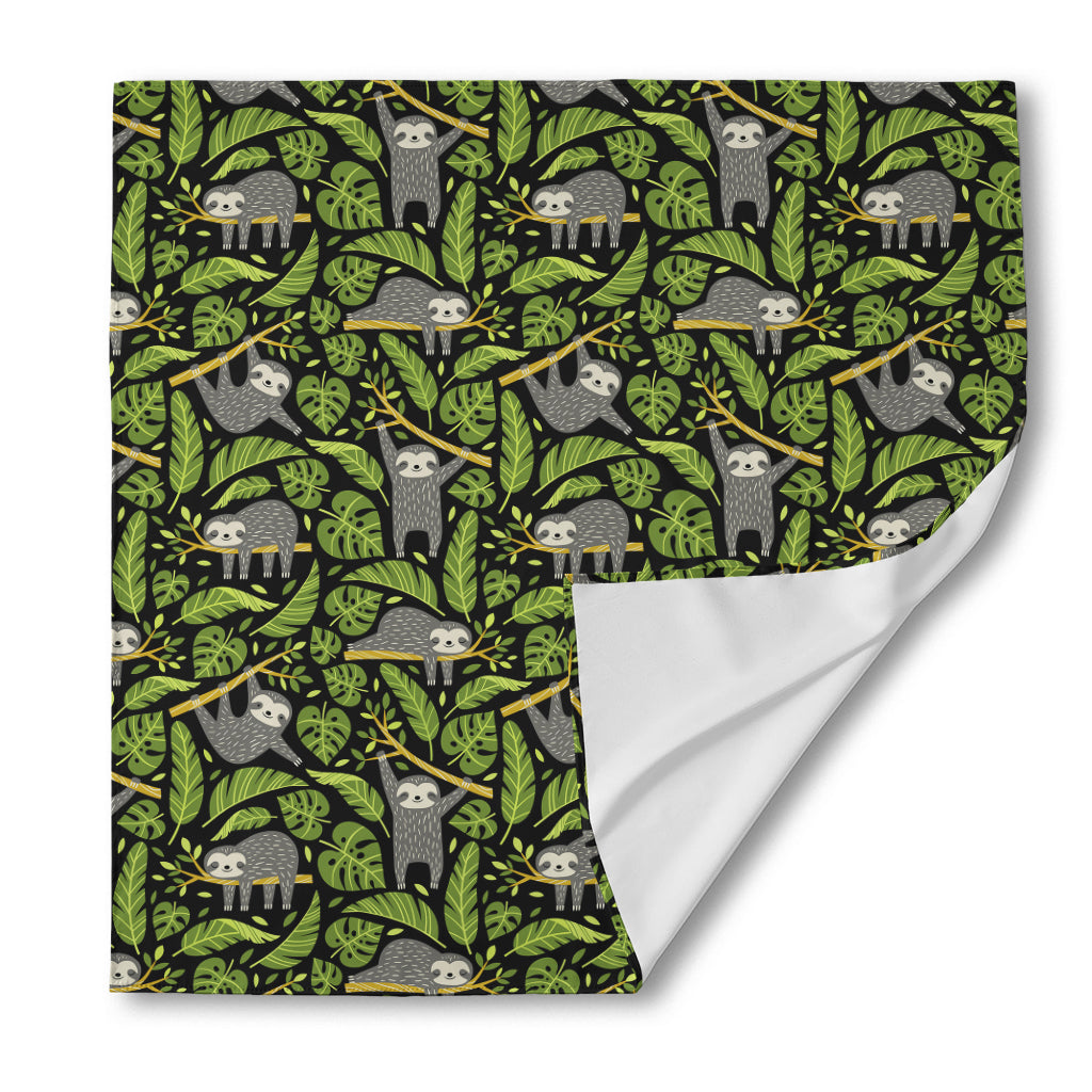 Tropical Sloth Pattern Print Silk Bandana