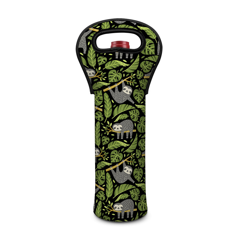 Tropical Sloth Pattern Print Single Neoprene Wine Tote