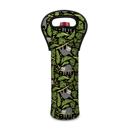 Tropical Sloth Pattern Print Single Neoprene Wine Tote