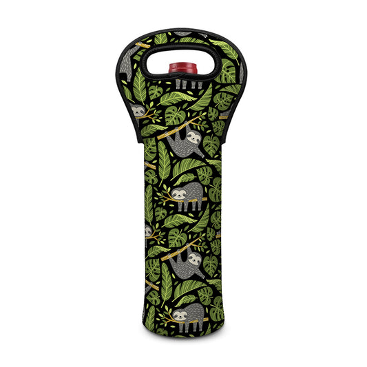 Tropical Sloth Pattern Print Single Neoprene Wine Tote