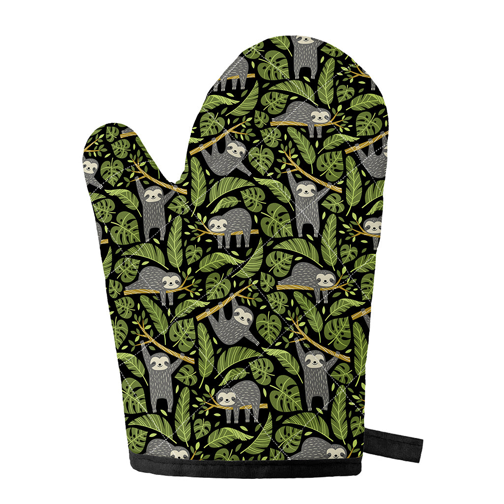 Tropical Sloth Pattern Print Single Oven Mitt