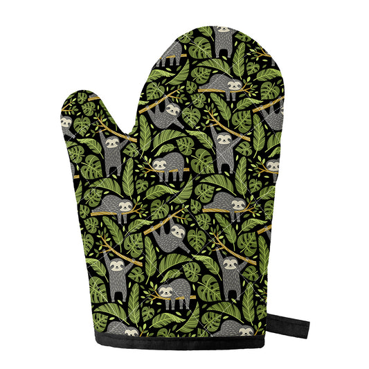 Tropical Sloth Pattern Print Single Oven Mitt