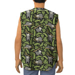 Tropical Sloth Pattern Print Sleeveless Baseball Jersey