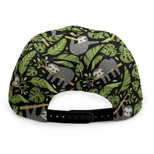 Tropical Sloth Pattern Print Snapback Cap