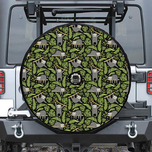 Tropical Sloth Pattern Print Tire Cover With Camera Hole