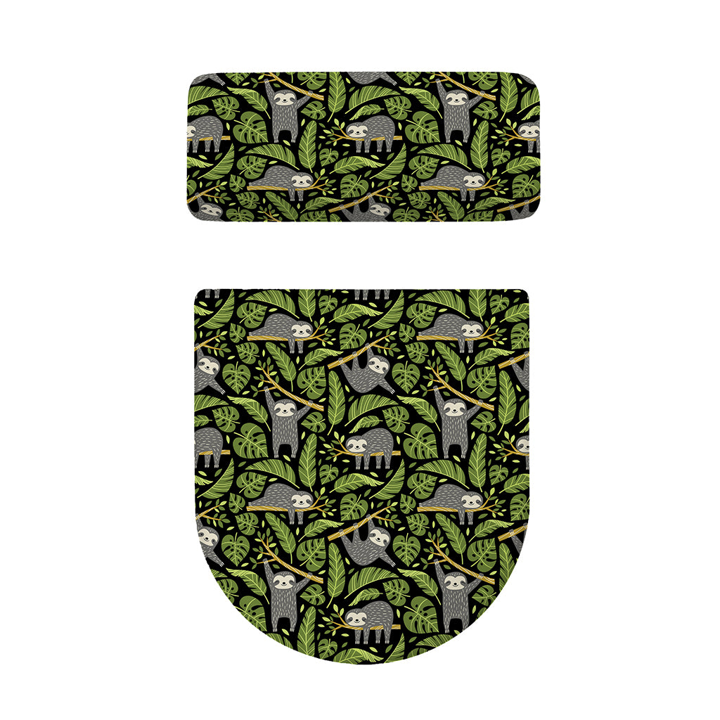 Tropical Sloth Pattern Print Toilet Lid And Tank Cover Set