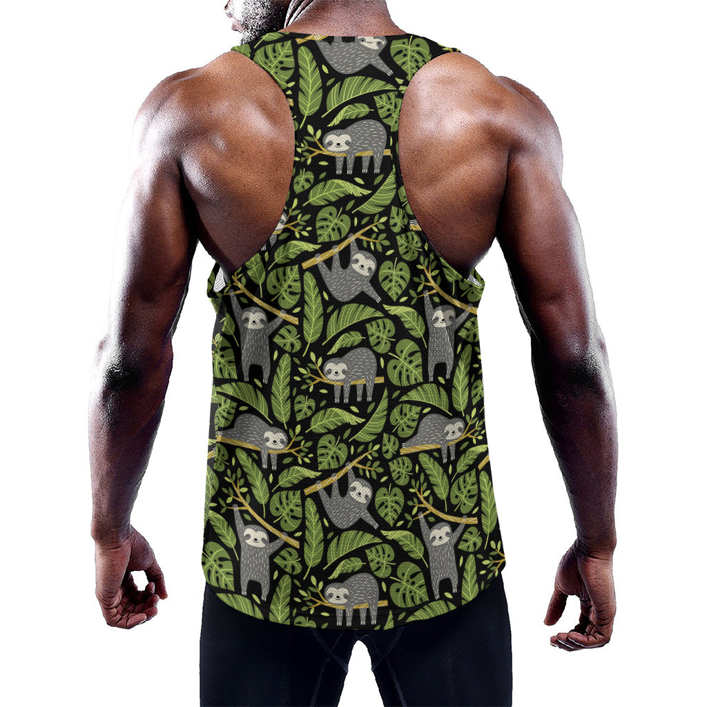 Tropical Sloth Pattern Print Training Tank Top