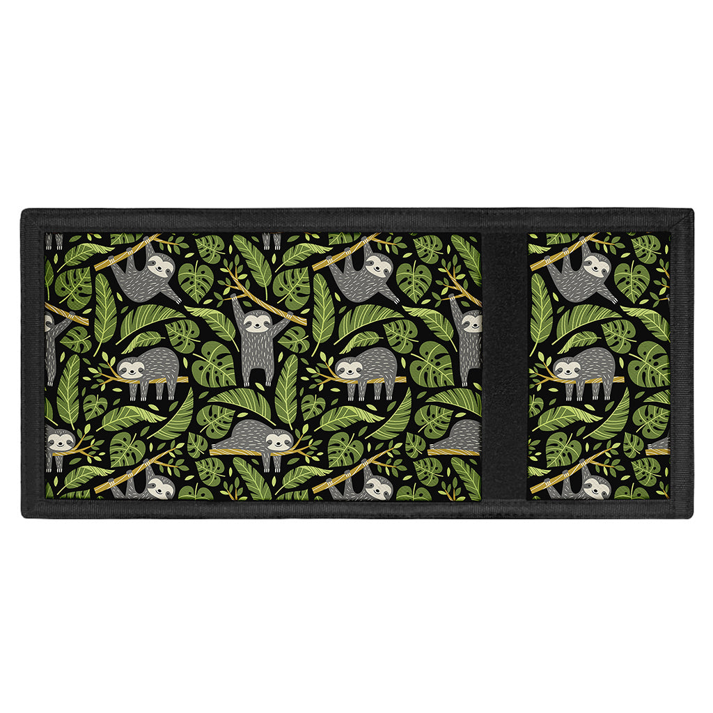 Tropical Sloth Pattern Print Trifold Wallet