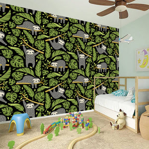 Tropical Sloth Pattern Print Wall Sticker