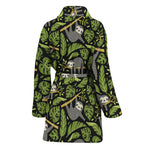 Tropical Sloth Pattern Print Women's Bathrobe