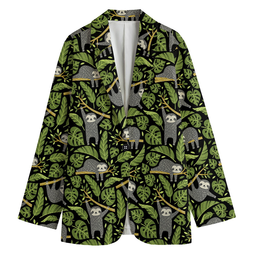 Tropical Sloth Pattern Print Women's Blazer