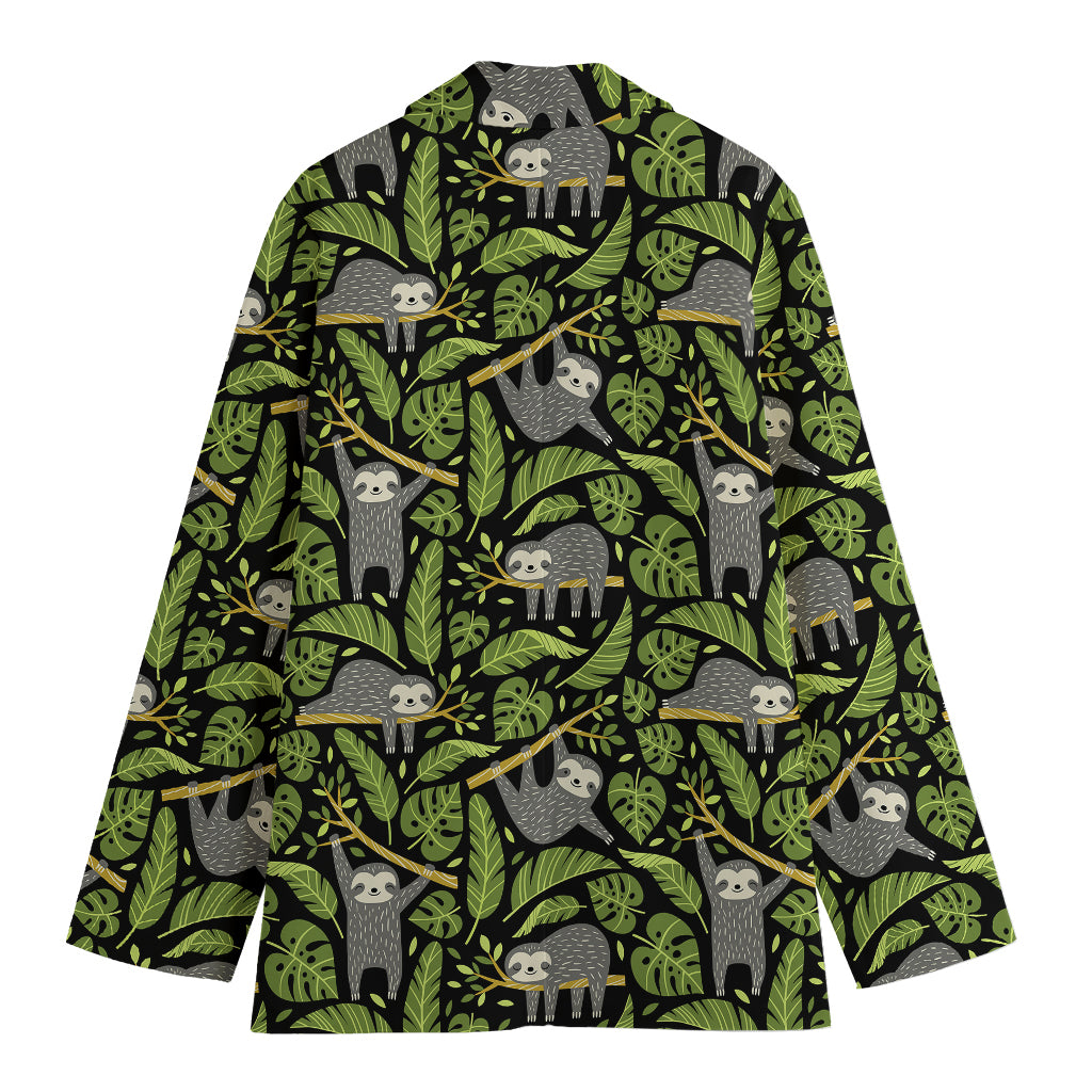 Tropical Sloth Pattern Print Women's Blazer