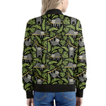 Tropical Sloth Pattern Print Women's Bomber Jacket