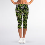 Tropical Sloth Pattern Print Women's Capri Leggings
