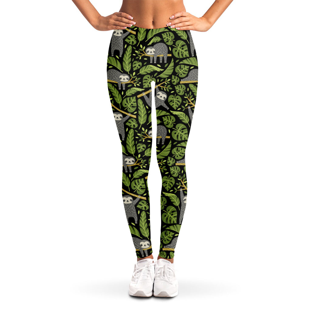 Tropical Sloth Pattern Print Women's Leggings